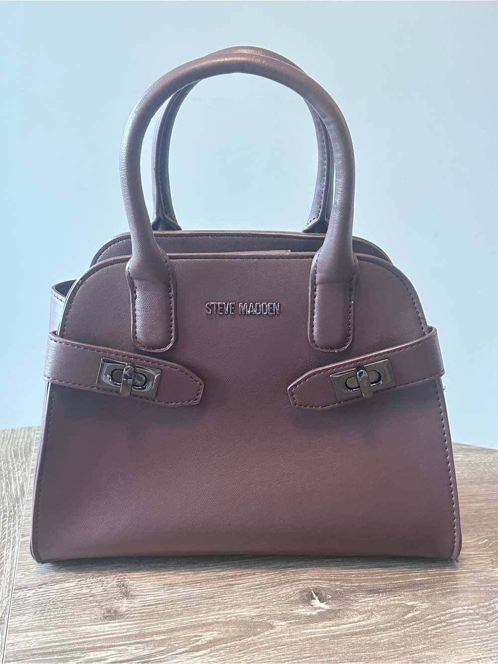 Steve Madden Espresso Structured Top-Handle Satchel